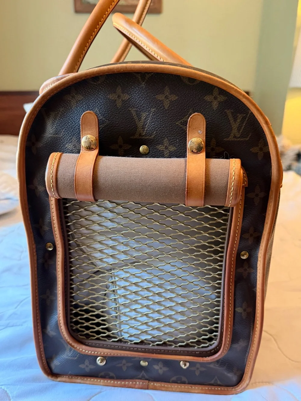 Louis Vuitton Brown Monogram Canvas Pet Carrier with Tan Leather Trim